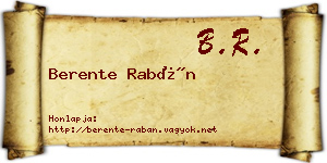 Berente Rabán névjegykártya